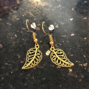 Gold leaf dangle earrings